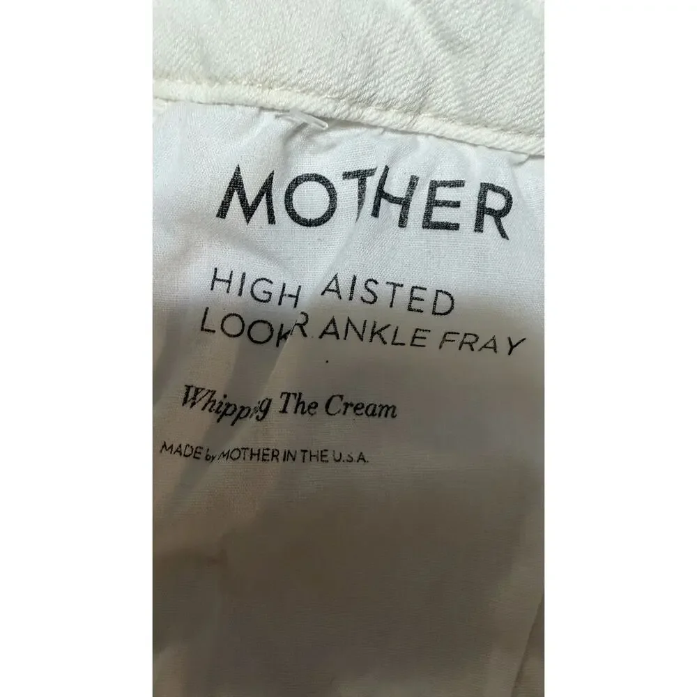 Mother High Wasted Looker Ankle Fray Whipping the Cream size 30